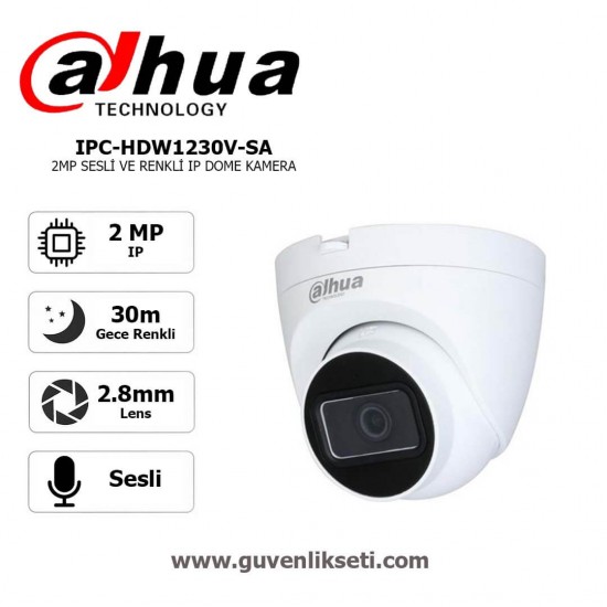 dahua ipc-hdw1230v-sa 2mp ip dome kamera